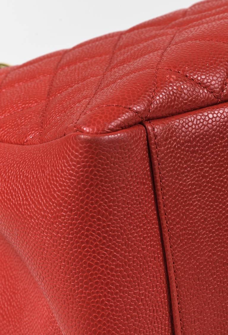 Women's Chanel Red Caviar Leather Quilted 'CC' GST 