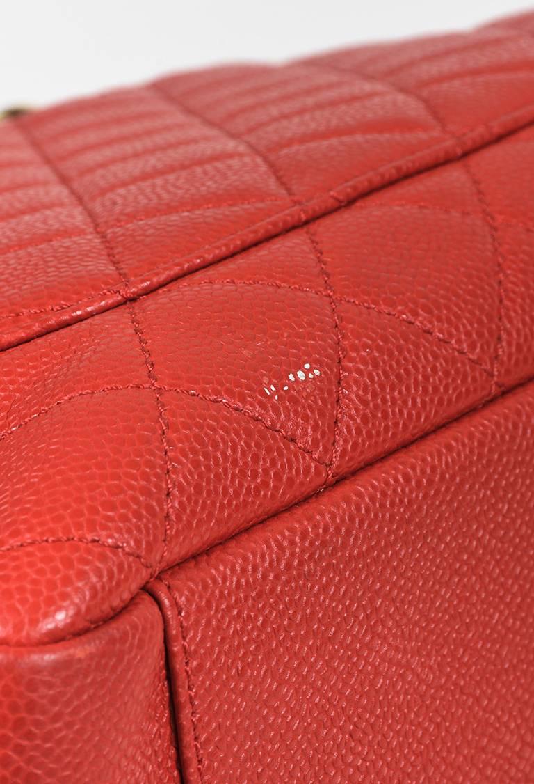 Chanel Red Caviar Leather Quilted 'CC' GST 