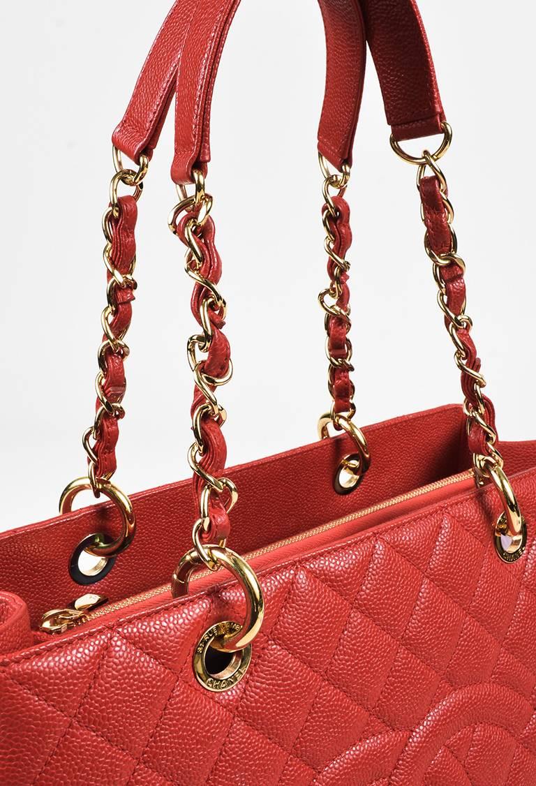 Chanel Red Caviar Leather Quilted 'CC' GST 