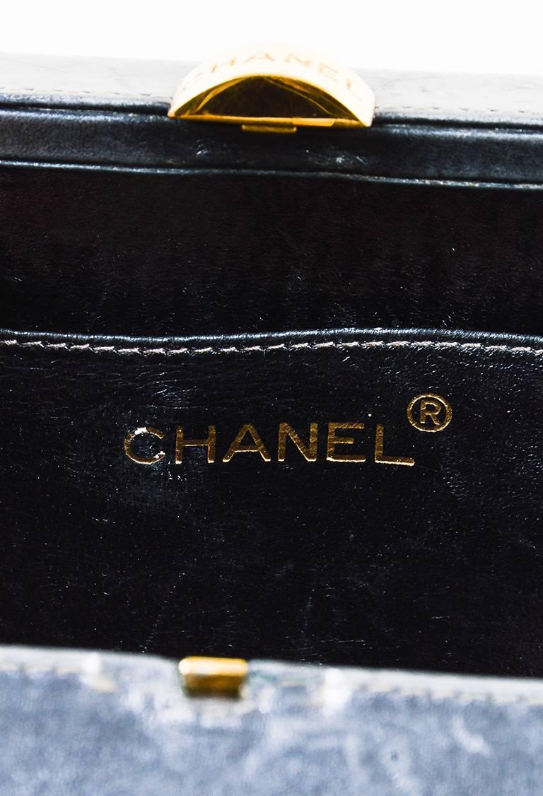 Chanel Metallic Gray & Gold Tone Leather Chain Strap Box Shoulder Bag For Sale 3