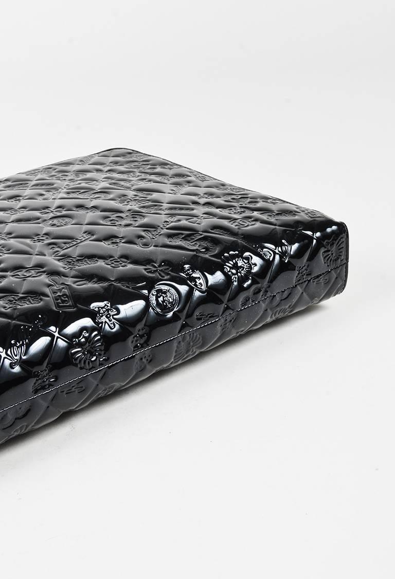 Chanel Black Embossed Patent Leather Quilted 