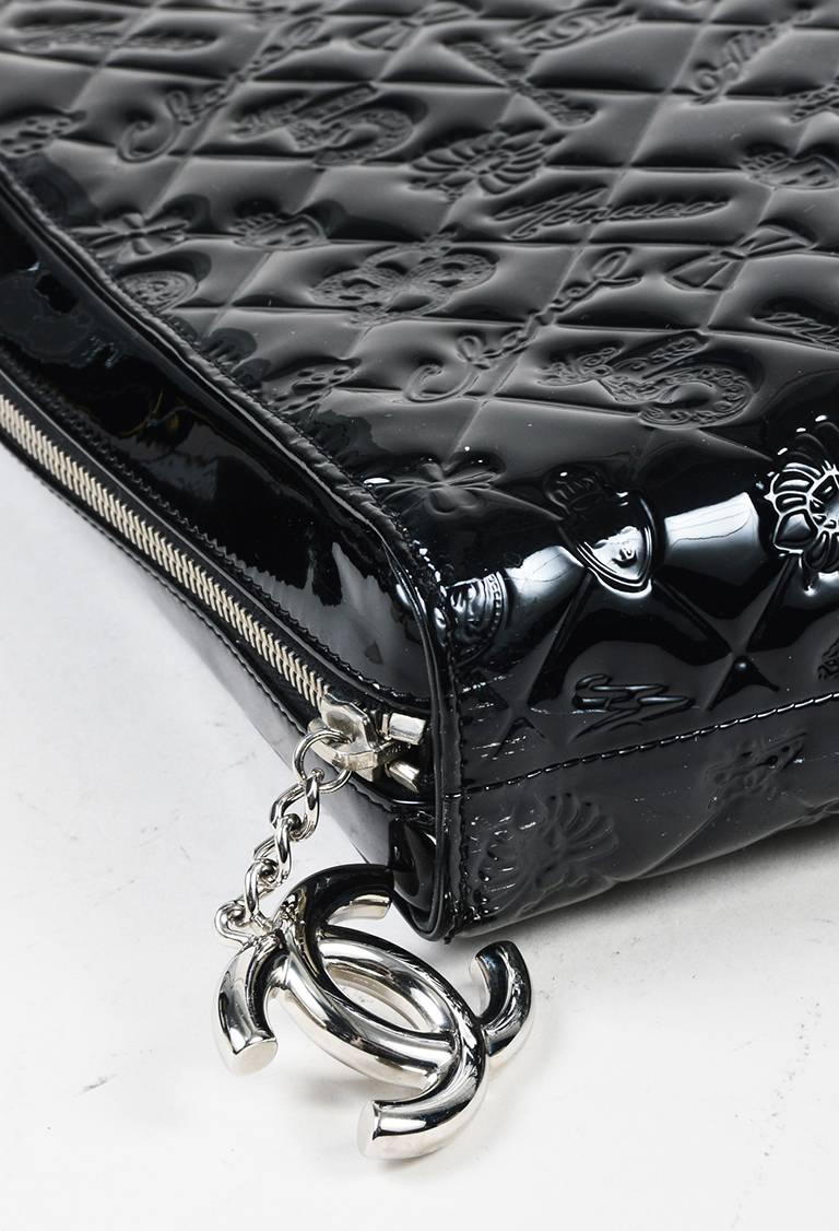 Women's Chanel Black Embossed Patent Leather Quilted 