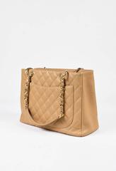 Chanel Dark Beige Caviar Leather Gold Tone Chain Link "GST" Bag