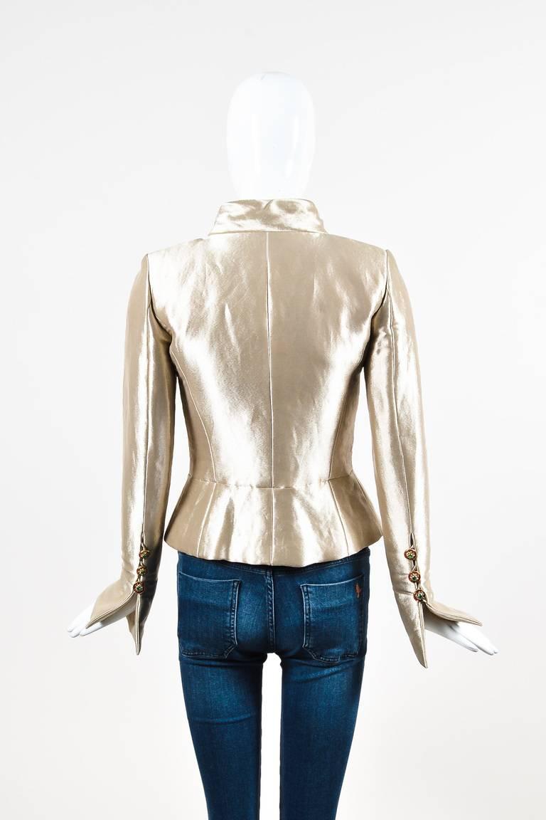 	 Chanel NWT $9500 Gold Metallic Silk Gripoix Button Tailored Short Jacket SZ 36 In New Condition For Sale In Chicago, IL