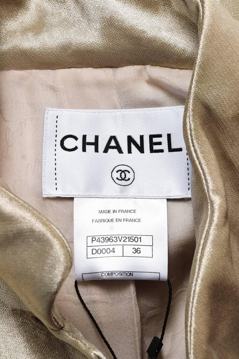 	 Chanel NWT $9500 Gold Metallic Silk Gripoix Button Tailored Short Jacket SZ 36 For Sale 1