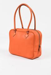 Hermes NIB $5700 Orange Swift Leather "Plume 21" Double Handle Bag