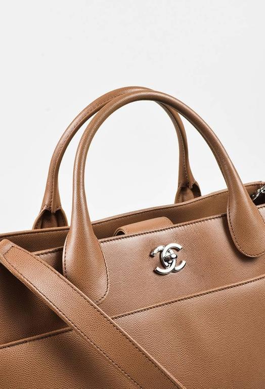 Chanel Tan Brown Caviar Leather Top Handle Executive Cerf Tote Bag