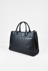 Chanel Black Grained Leather Silver Tone 'CC' "Executive Cerf" Tote Bag