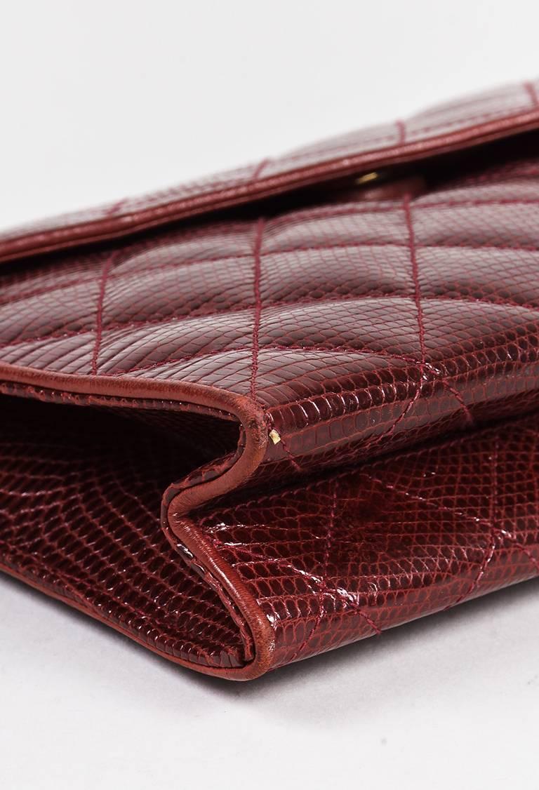 Women's Vintage Chanel Red Lizard Asymmetric Flap Chain Link Strap Shoulder Bag For Sale
