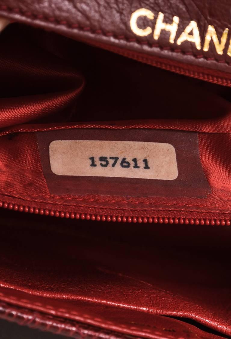 Vintage Chanel Red Lizard Asymmetric Flap Chain Link Strap Shoulder Bag For Sale 2