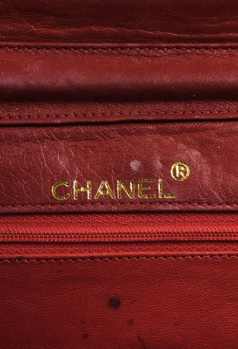 Vintage Chanel Red Lizard Asymmetric Flap Chain Link Strap Shoulder Bag For Sale 3