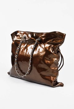 Chanel Bronze Patent Leather 'CC' Classic Chain "Bon Bon" Tote