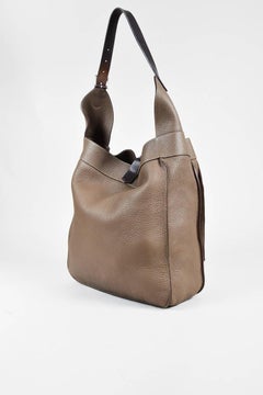 Hermes "Etoupe" Taupe & Brown Clemence Leather Buckled "Marwari" Tote