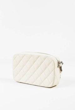 Chanel Cream Quilted Leather "Camera" Chain Strap Shoulder Bag