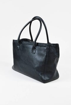 Chanel Black Grained Leather Top Handle "Cerf Shopper" Tote Bag