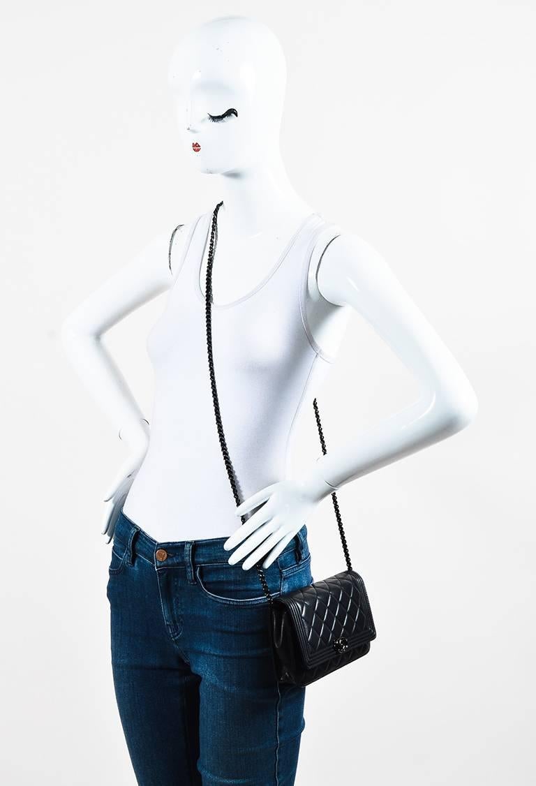 Chanel Black Quilted Leather Chain Strap Mini Boy 