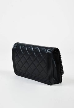 Chanel Black Quilted Leather Chain Strap Mini Boy "WOC" Crossbody Bag