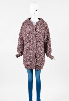 Chanel Red & White Cashmere Knit 'CC' Chain Button Cardigan Jacket SZ 46