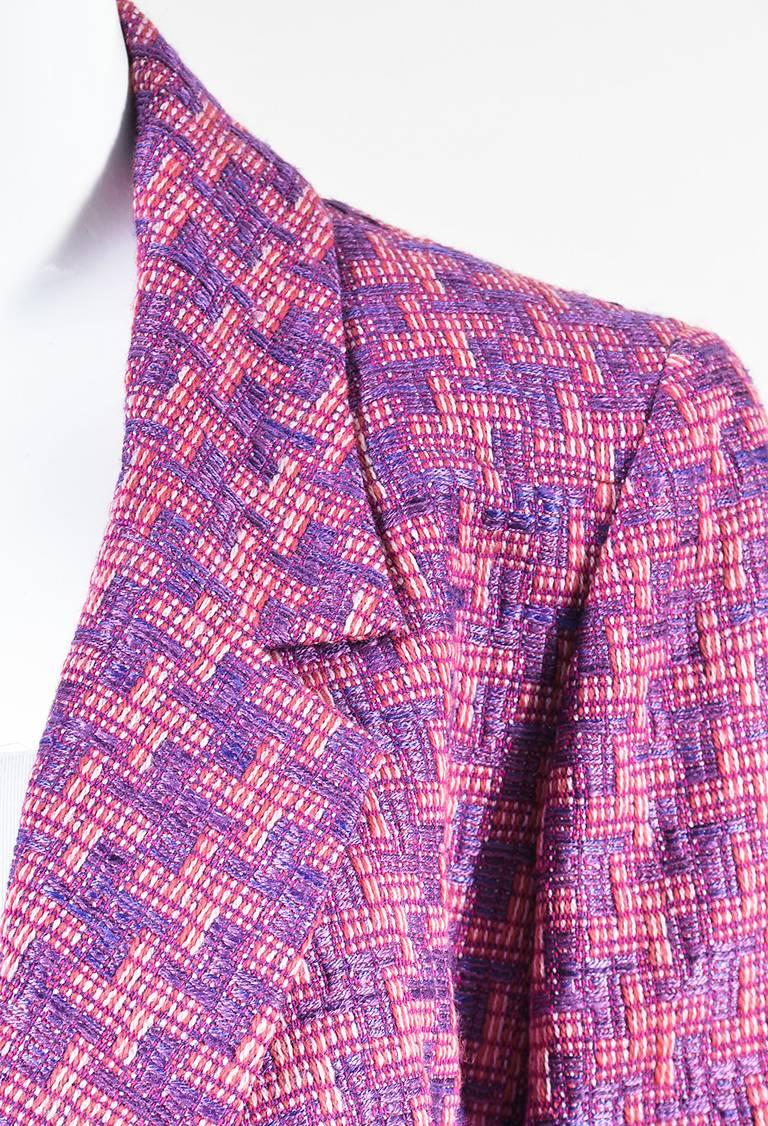 Women's Chanel 01P NWT $1780 Purple Pink Tweed Double Breasted Jacket SZ 46 For Sale