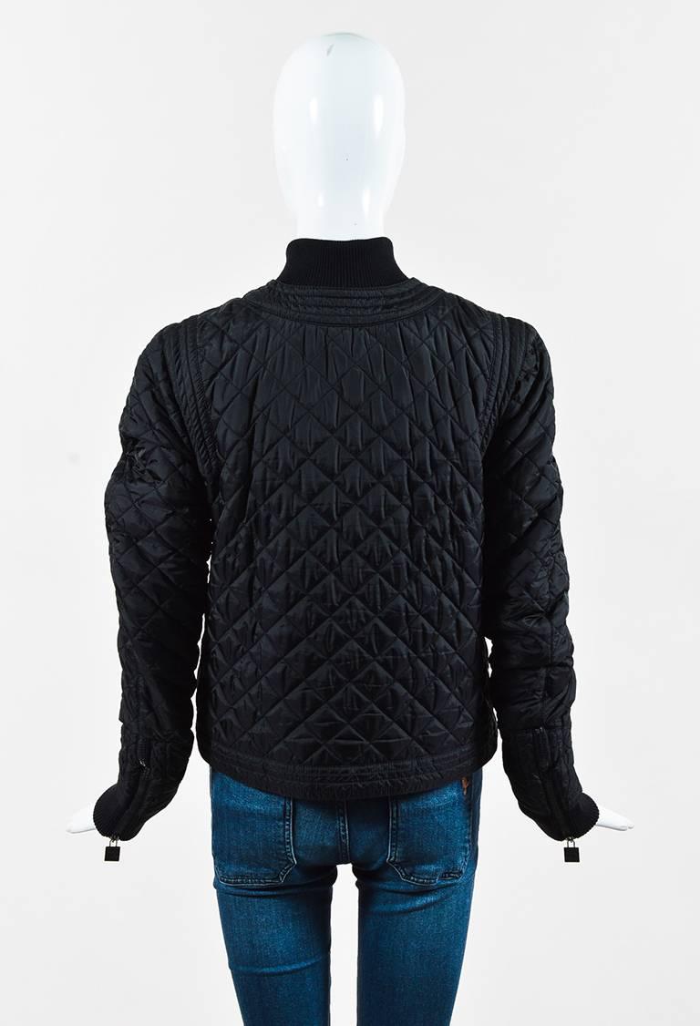 Chanel Identification 05A Black Quilted Nylon Long Sleeve Puffer Jacket SZ 42 In Good Condition For Sale In Chicago, IL