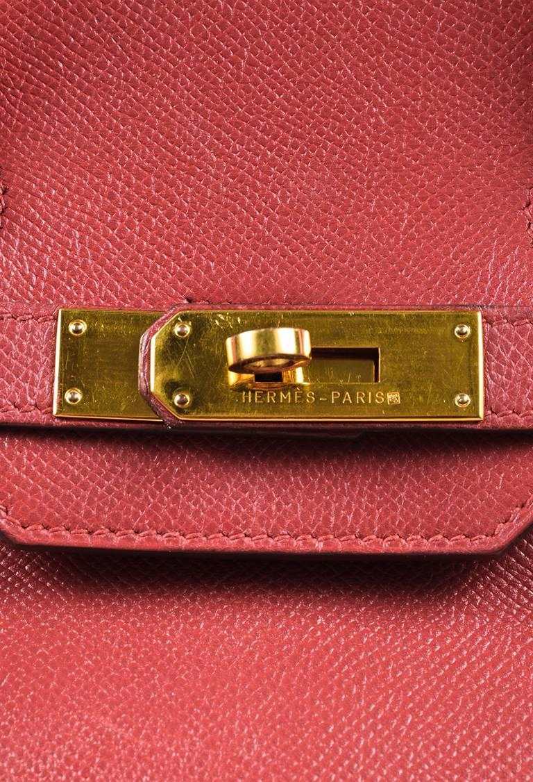 Vintage Hermes Rouge Vif Red Courchevel Leather 