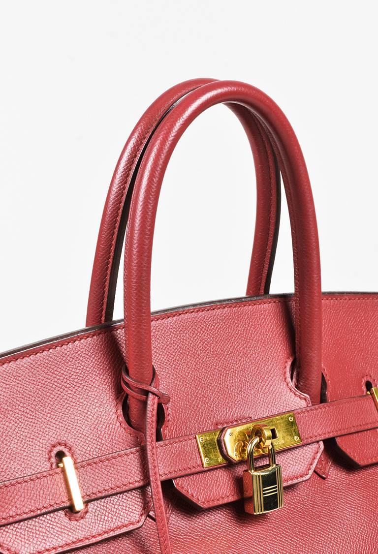 Women's Vintage Hermes Rouge Vif Red Courchevel Leather 