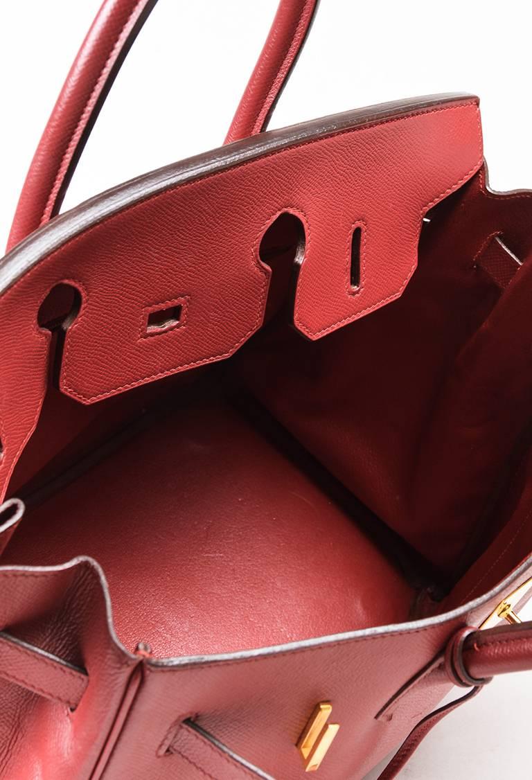Vintage Hermes Rouge Vif Red Courchevel Leather 