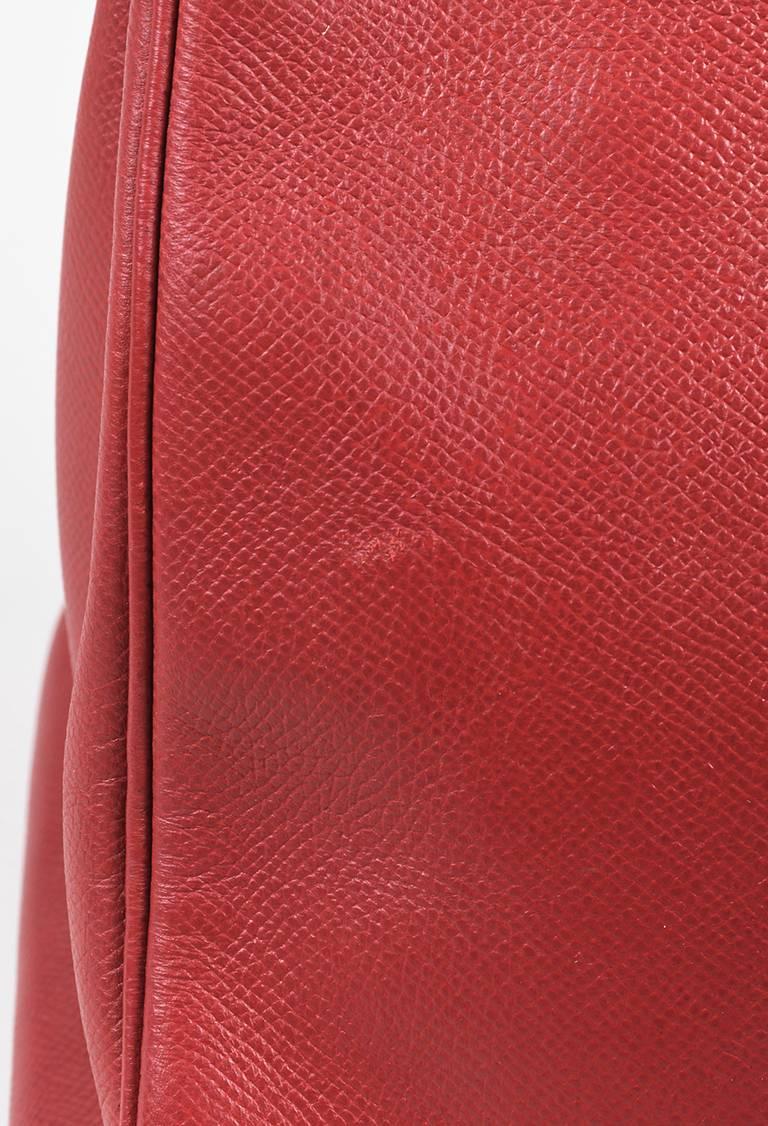 Vintage Hermes Rouge Vif Red Courchevel Leather 