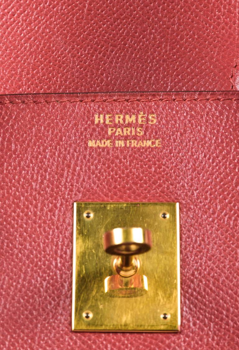 Vintage Hermes Rouge Vif Red Courchevel Leather 