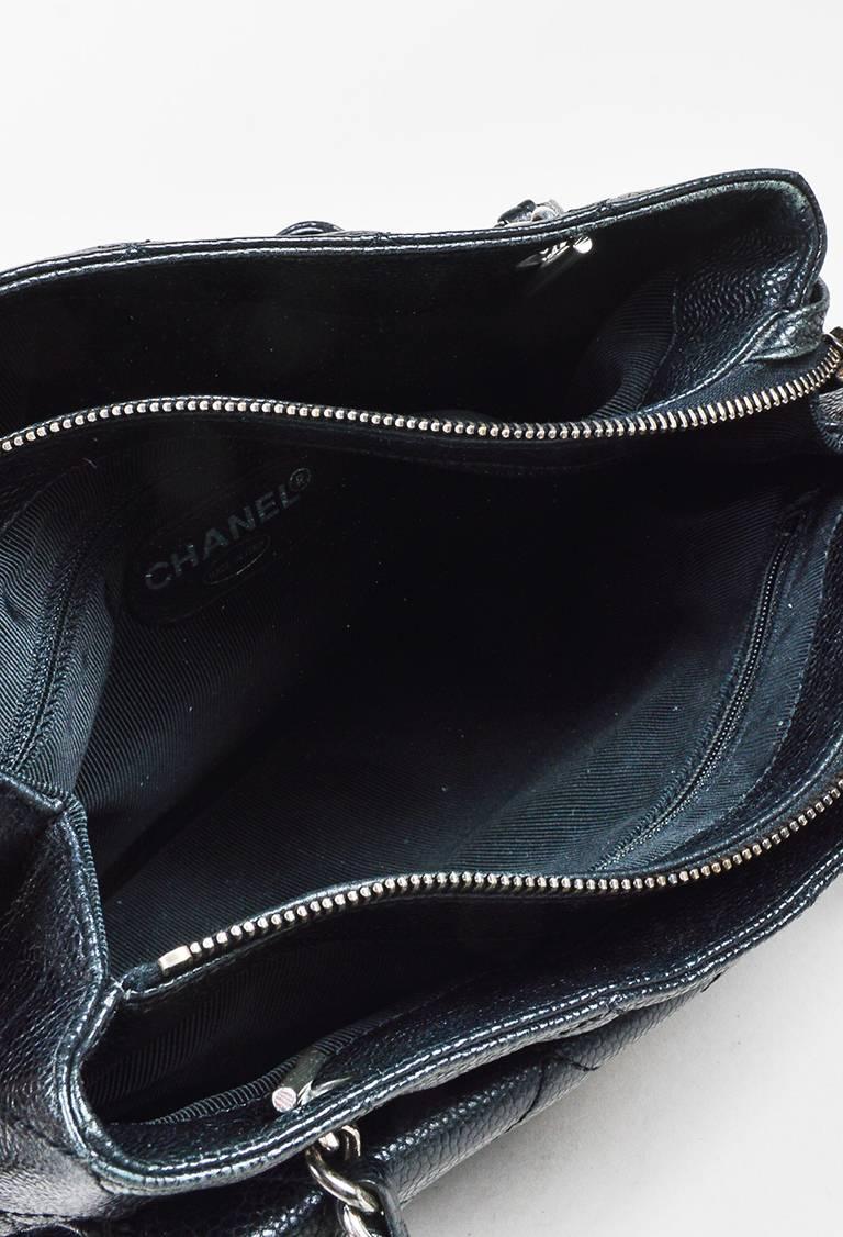 Vintage Chanel Black Caviar Leather 'CC' Flap Shoulder Bag For Sale 2