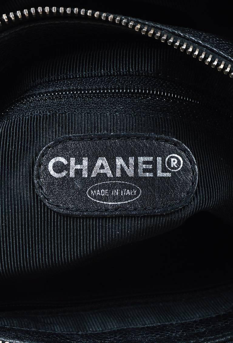 Vintage Chanel Black Caviar Leather 'CC' Flap Shoulder Bag For Sale 4