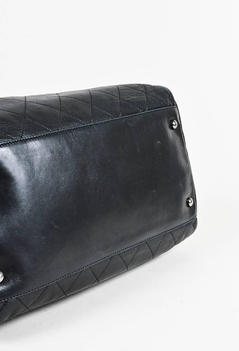 Chanel Black Quilted Leather Gray Trim 