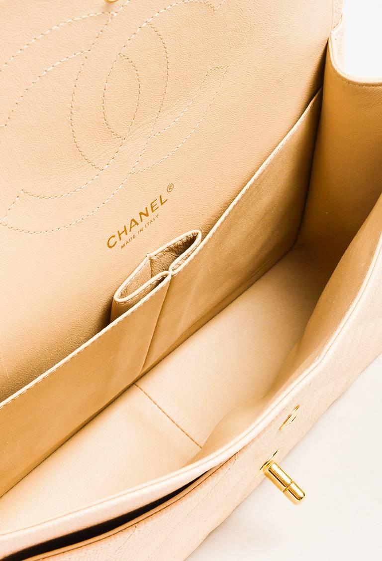 Chanel Beige Caviar Leather Quilted Jumbo 