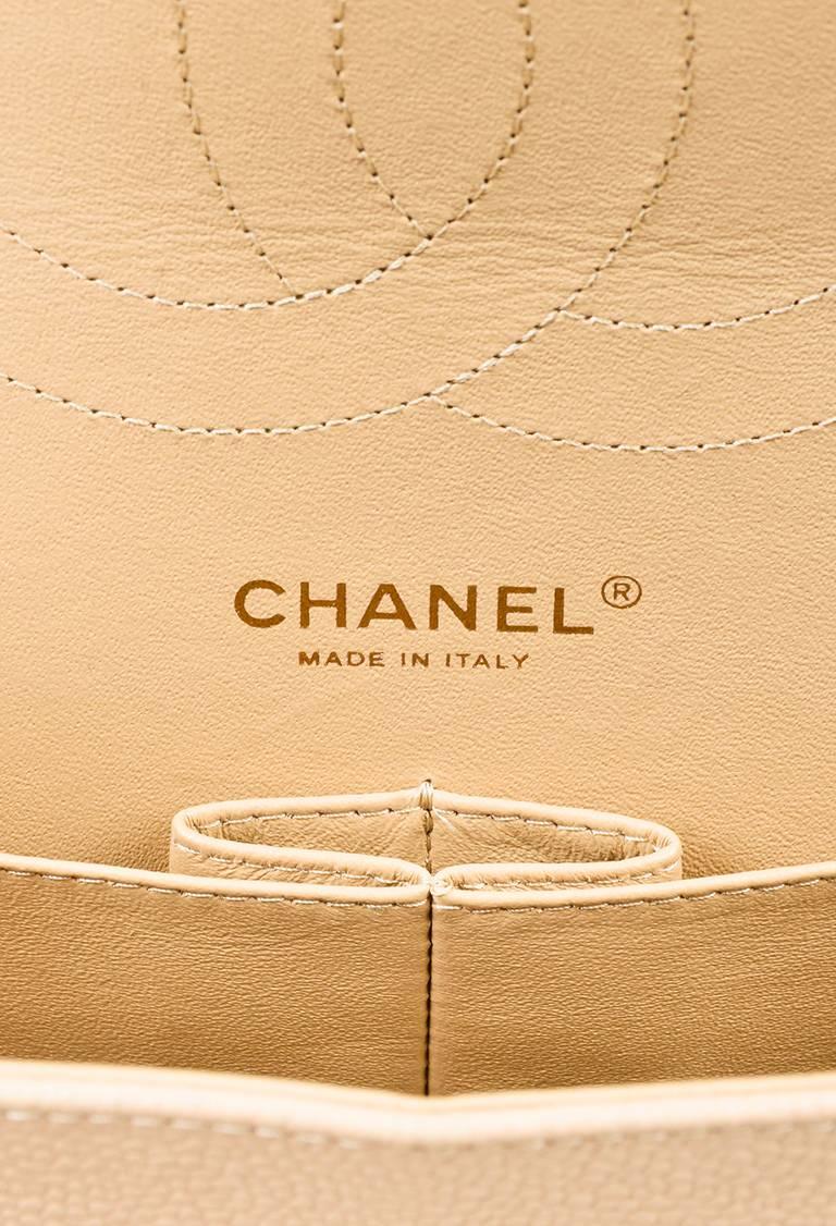 Chanel Beige Caviar Leather Quilted Jumbo 