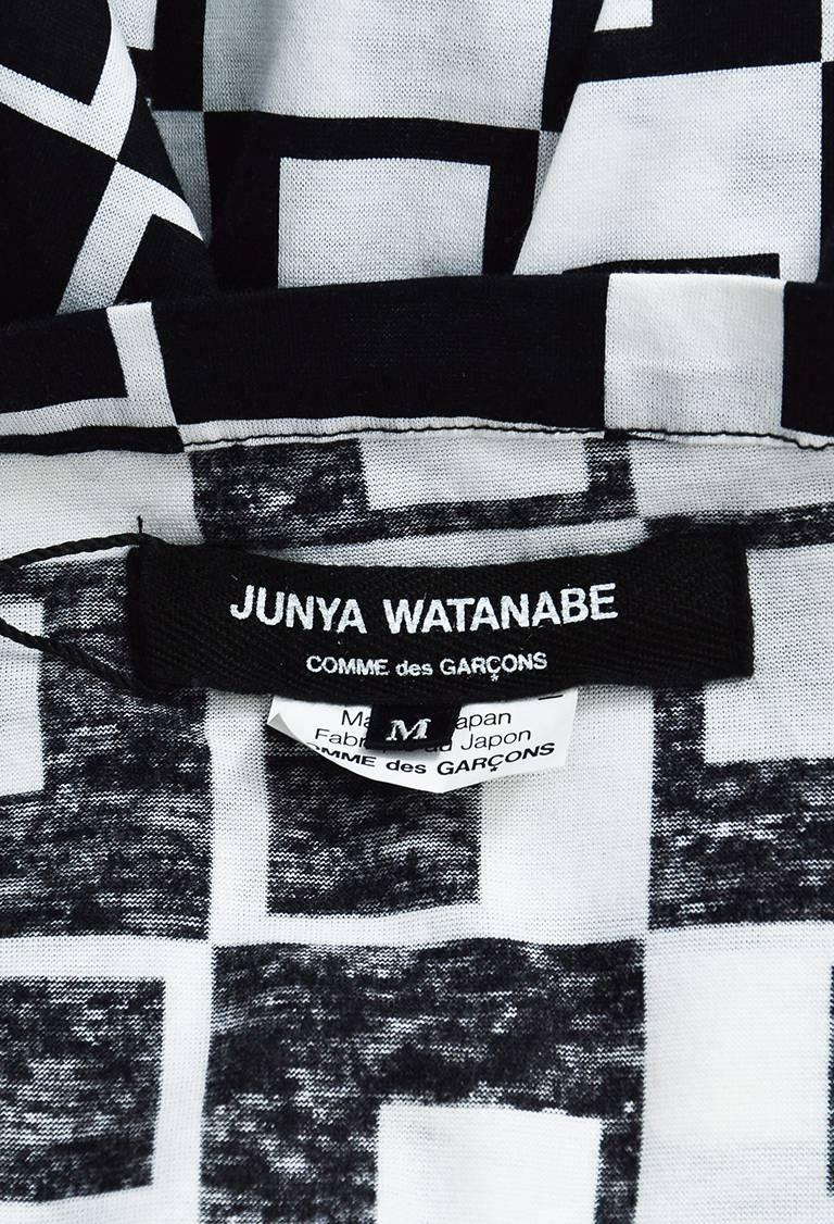 Women's Junya Watanabe Comme des Garcons Black & White Geometric Print Tunic Top SZ M For Sale