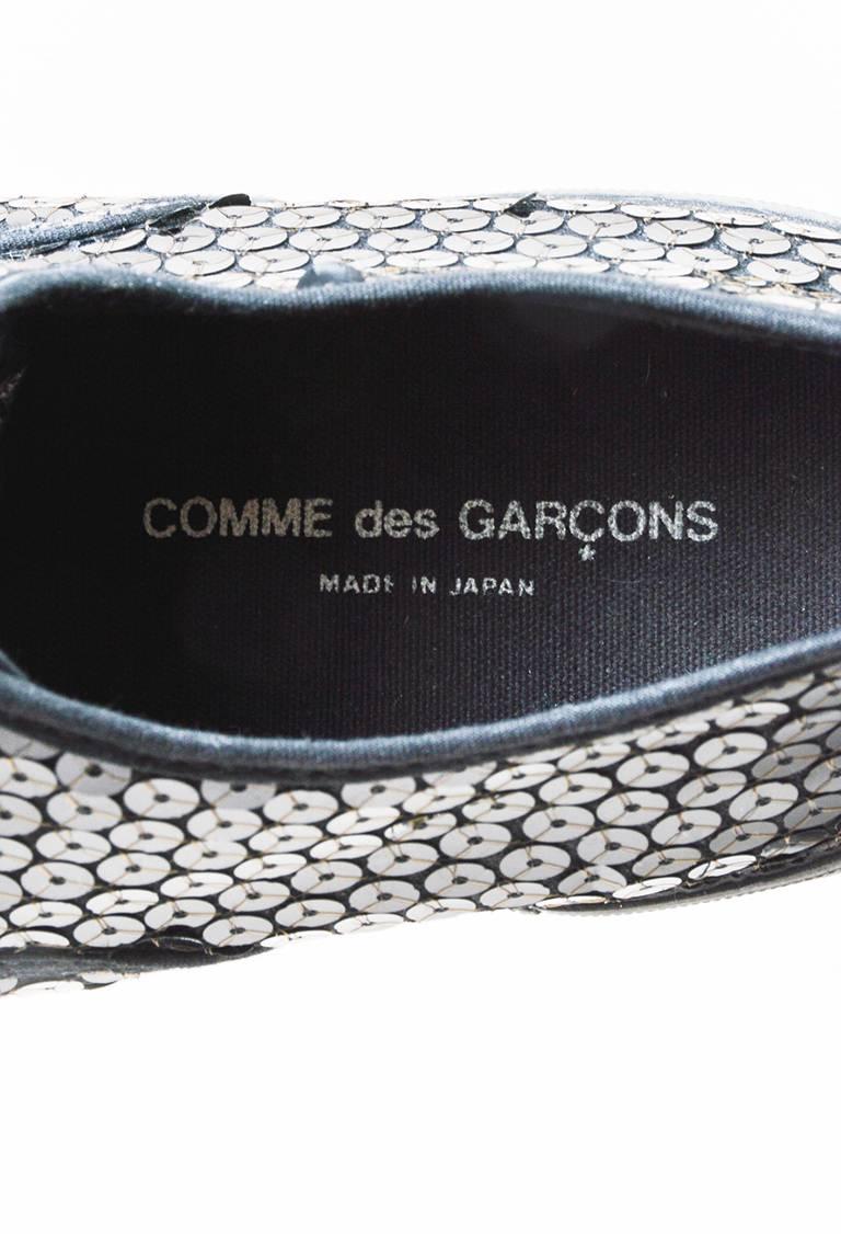 Comme des Garcons Black Sequined Lace Up Sneakers SZ 24.5 For Sale 1