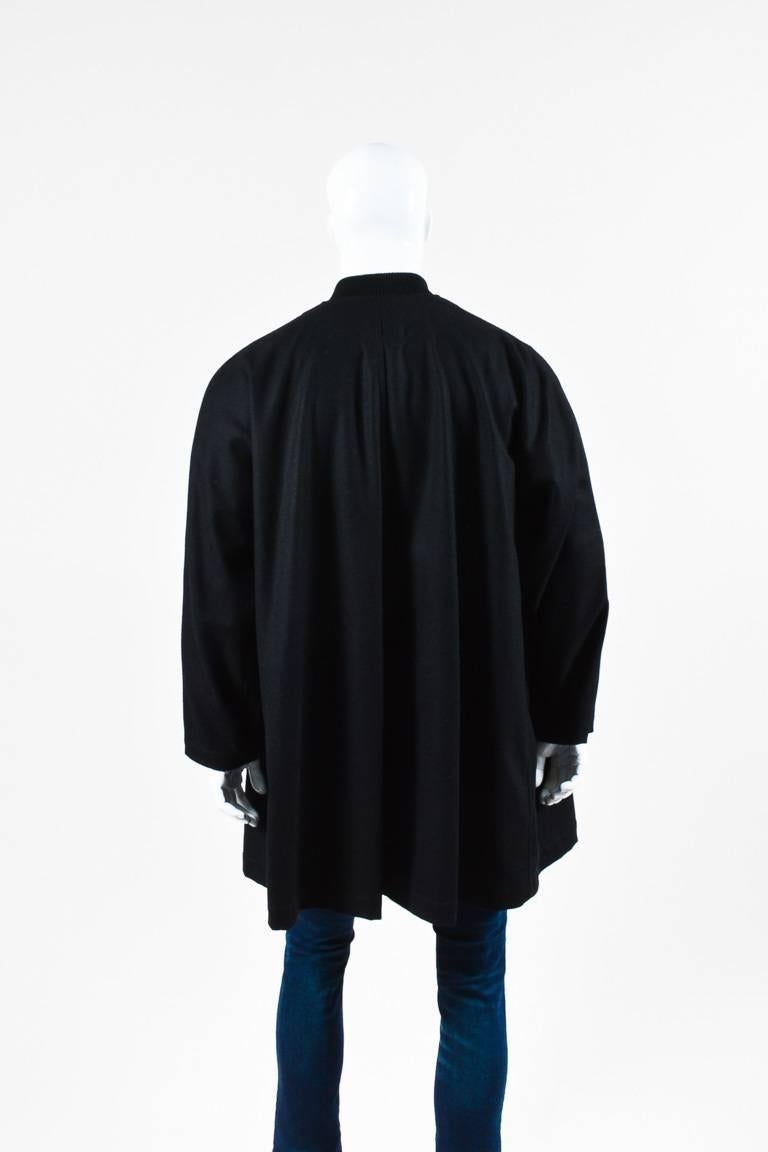 Comme des Garcons Homme Plus Black Wool Blend Flared Coat SZ S In Excellent Condition For Sale In Chicago, IL