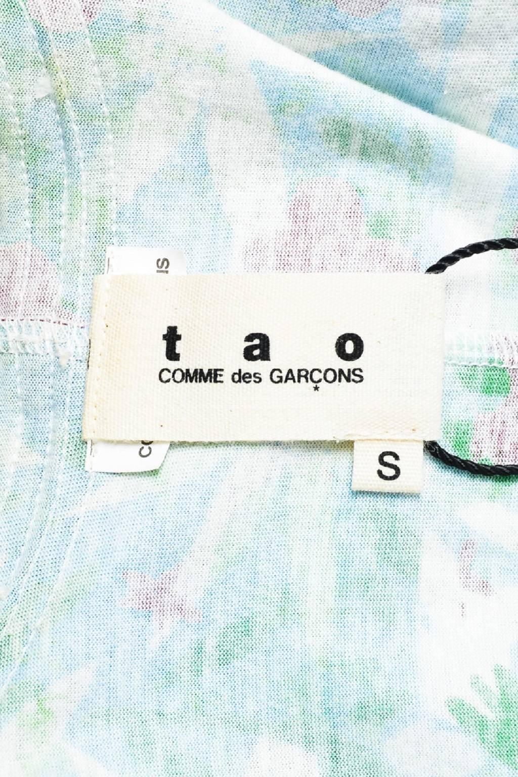 Tao Comme des Garcons Blue Floral Printed Military Strap SS Crop Jacket SZ S For Sale 1