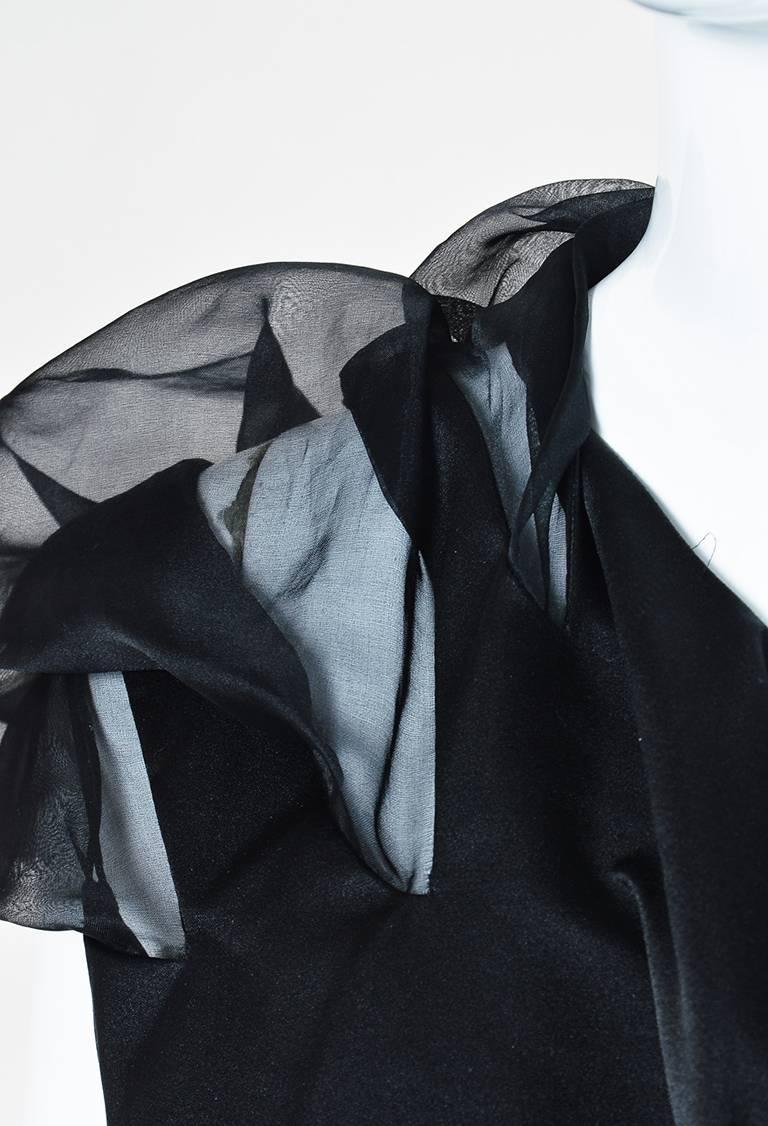 Women's J. Mendel Black Silk Satin Gathered One Shoulder Gown SZ 14 For Sale