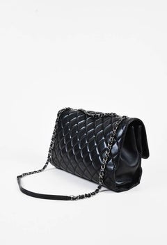 Chanel Black Lambskin Quilted Chain Strap 'CC' Flap Bag