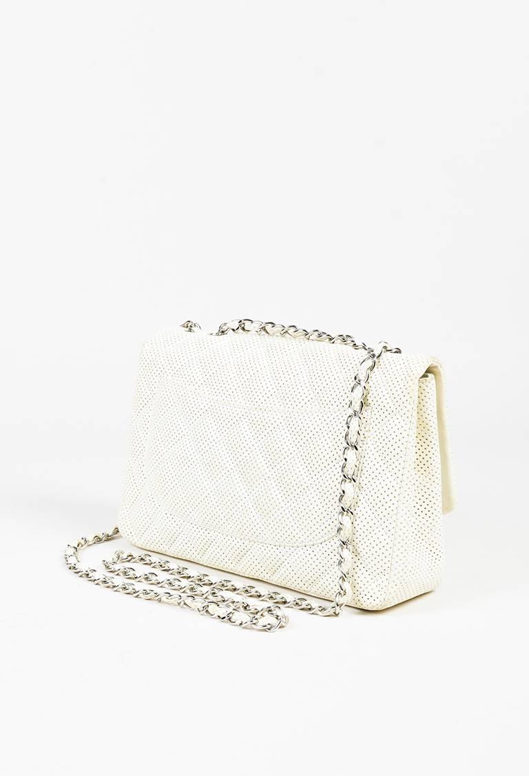 White perforated leather quilted 
