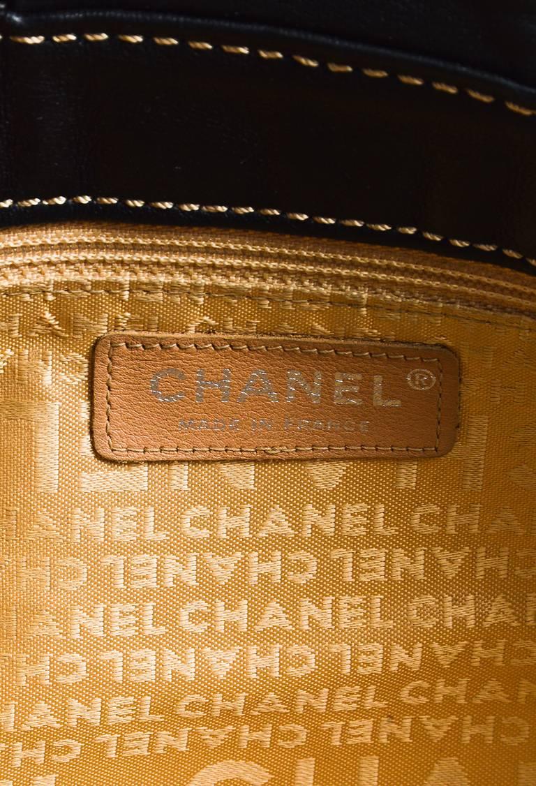 Chanel Black Lambskin Quilted Topstitched 