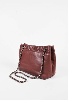 Chanel Dark Red Caviar Leather "Timeless CC Soft Shopping" Tote Bag