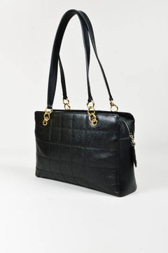 Chanel Black Caviar Leather Checkered Quilted 'CC' Plaque Shoulder Bag