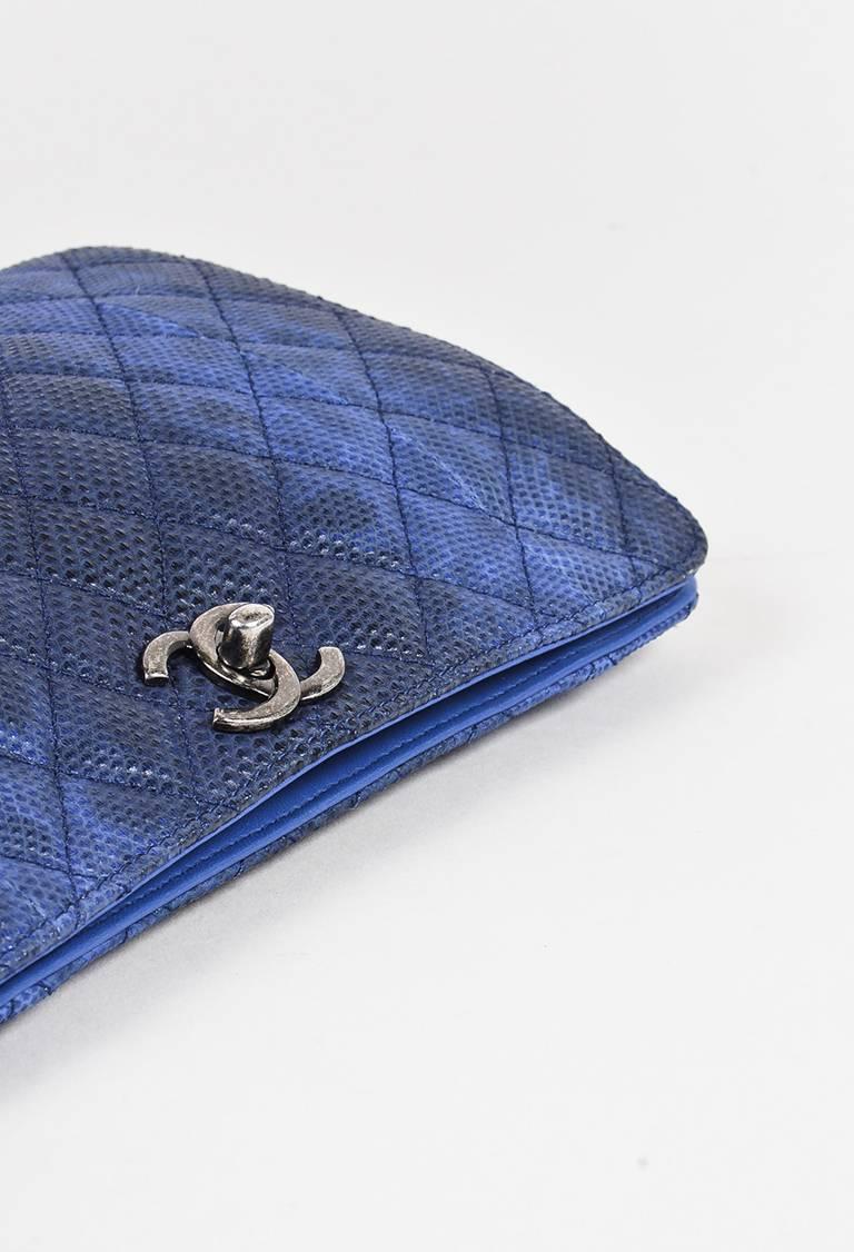 Purple Chanel Blue Black Karung Snakeskin Ombre Flap Shoulder Bag For Sale