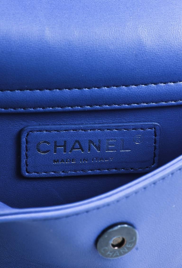 Chanel Blue Black Karung Snakeskin Ombre Flap Shoulder Bag For Sale 2
