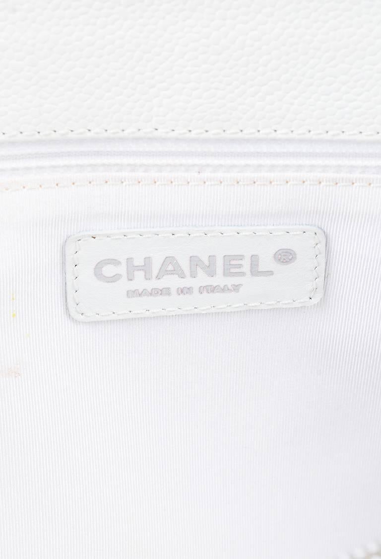 Chanel White Caviar Leather Quilted 'CC' 