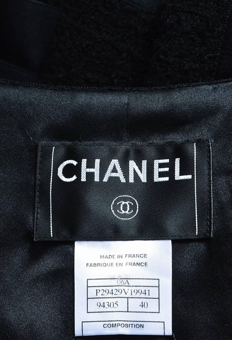 Chanel Autumn 2006 Black Tweed & Satin Tiered Trim Jacket SZ 40 For Sale 1
