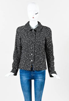 Chanel Black & White Tweed 'CC' Buttoned Jacket SZ 40