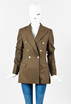 VINTAGE Hermes Brown Virgin Wool Double Breasted Blazer SZ 38